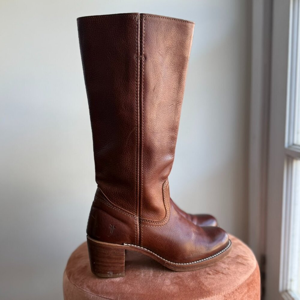 Frye - Campus 14L Tall Leather Boots Saddle - Women’s 6.5​ - Picture 9 of 15